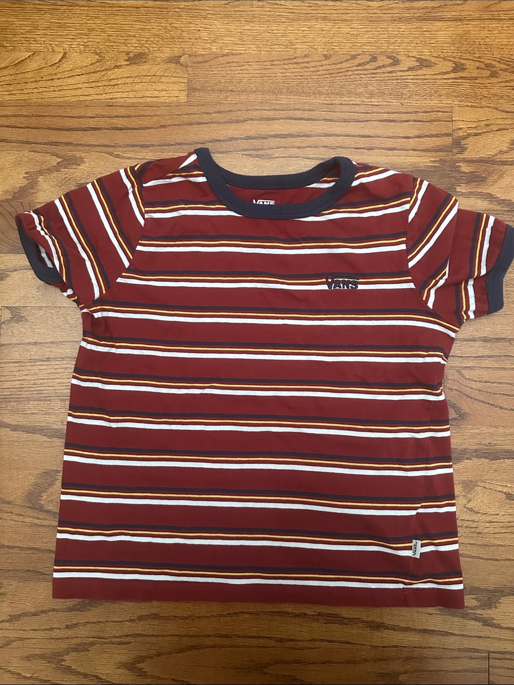 Vans vintage Maroon Striped Ringer Tee with Navy Trim